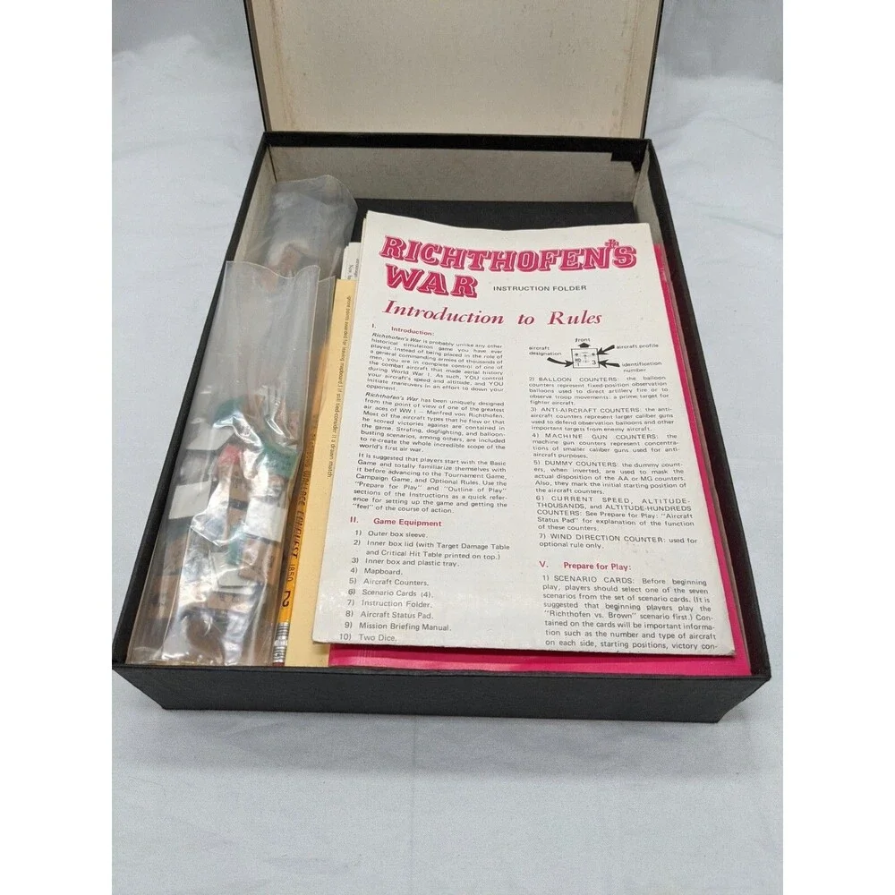 Vintage Avalon Hill Richthofens War The Air War 1916-1918 Bookcase Board Game